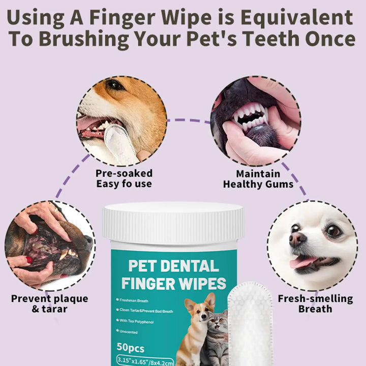 Pet Clean Products Disposable Finger Toothbrush Pet Teeth Cleaning Finger Covers Wet Wipes Dog And Cat Orals Cleaning